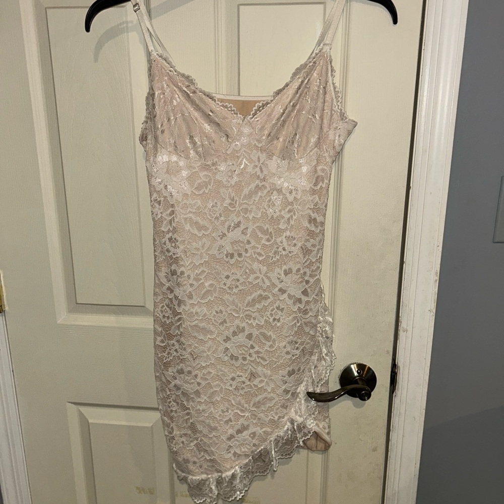 SHEIN Lace Slip Dress in Light Cream Blush